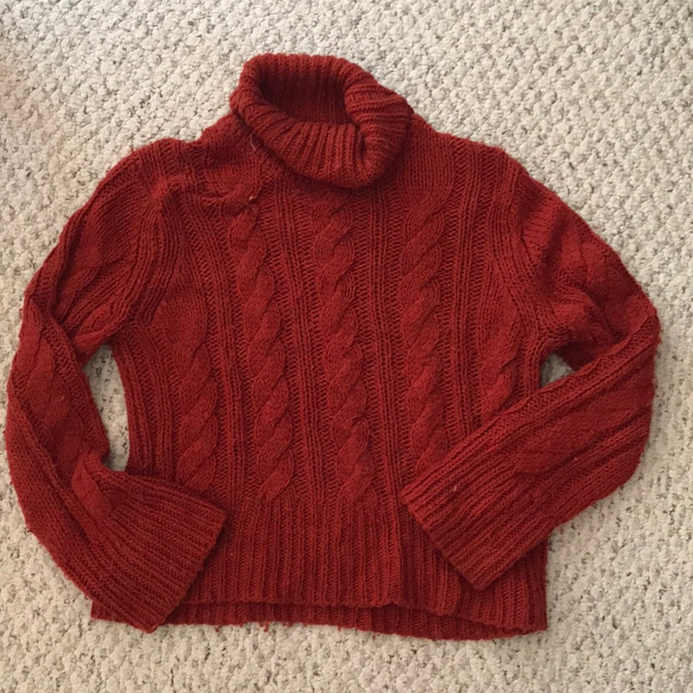 Orange cable knit sweater